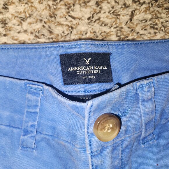 American Eagle Outfitters Women’s Blue Shortie Chino Shorts Size 00 Stretch Cott - Picture 4 of 5